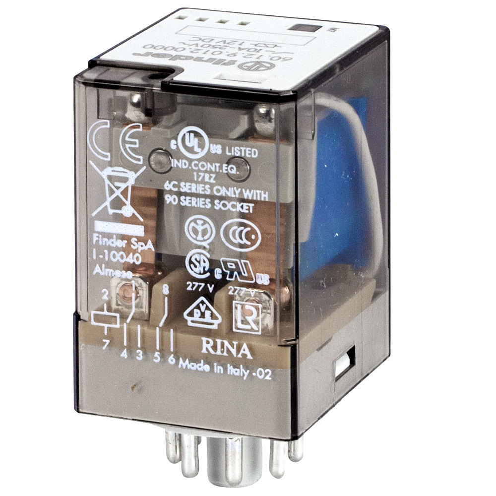 FINDER RELAY 8 PINS DPDT 10A 2-CO ROUND BASE SERIES 60.12.9 GENERAL PU ...