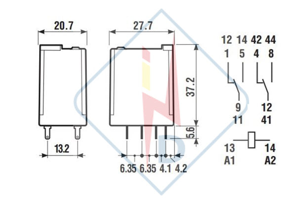FINDER RELAY 8 PIN DPDT 10A 2-CO SERIES 55.32.9 GENERAL PURPOSE TYPE R ...